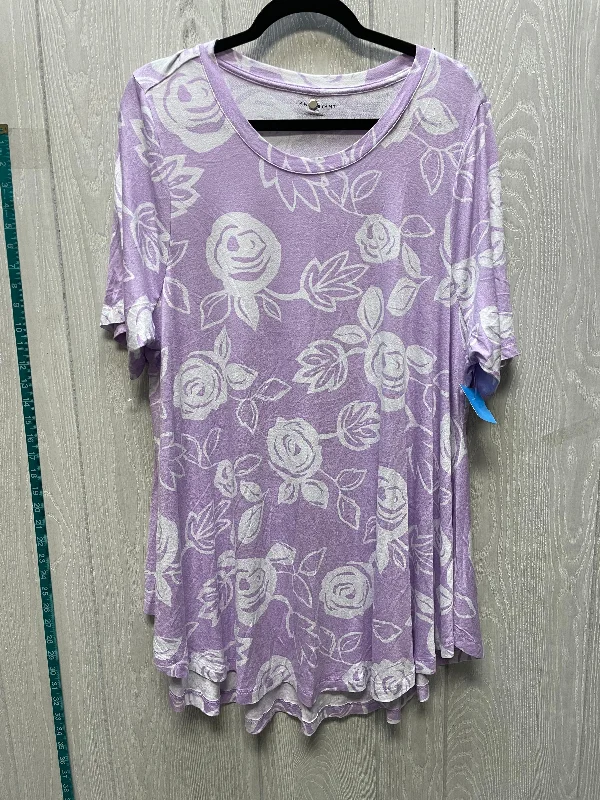 French Style Top Short Sleeve By Lane Bryant In Purple & White, Size: 1x