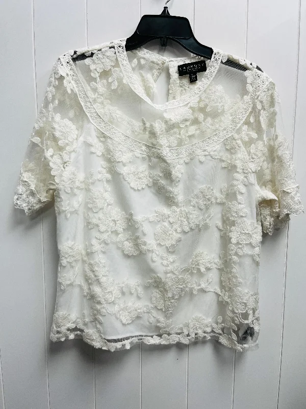 Moisture wicking Top Short Sleeve By Laundry In White, Size: Xl