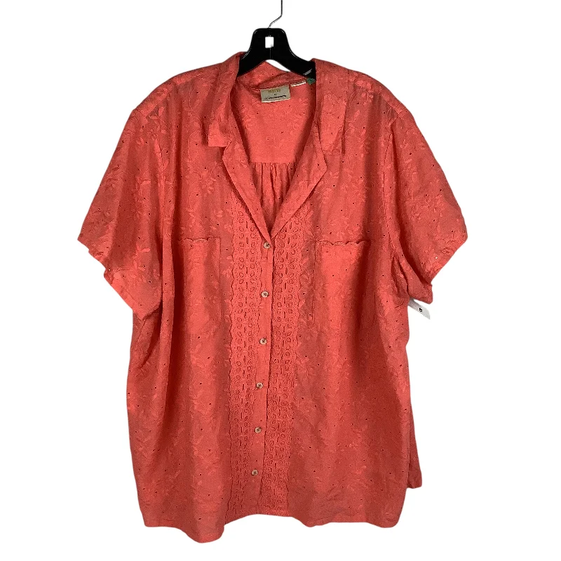 Fashionable Comfort Top Short Sleeve By Maeve In Orange, Size: 3x (24W)