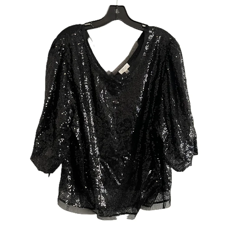 Elegant Fit Top Short Sleeve By Oddi In Black, Size: 3x