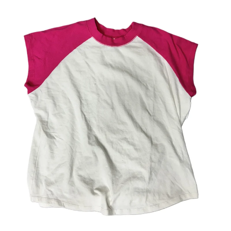 Fresh And Elegant Top Short Sleeve By Pilcro In Pink & White, Size: Xl