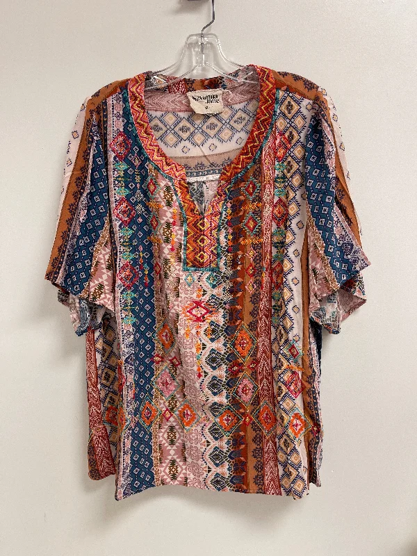 Relaxed Dresses Top Short Sleeve By Savanna Jane In Multi-colored, Size: 1x