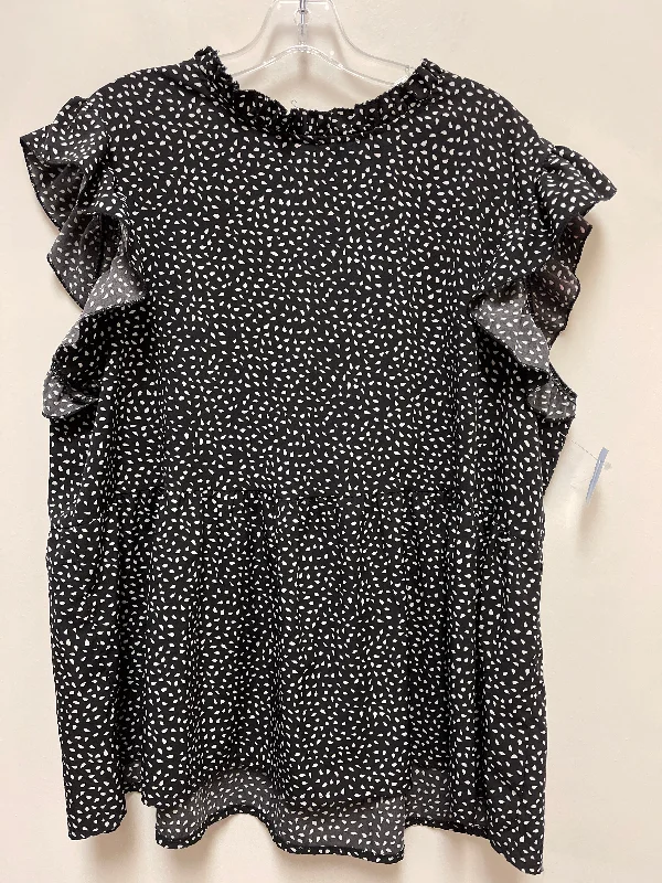 Denim Design Top Short Sleeve By Shein In Black & White, Size: 3x