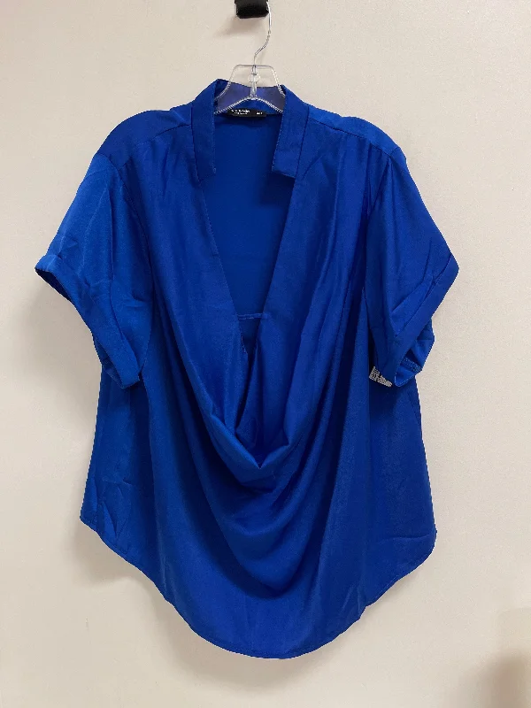 Soft And Comfortable Top Short Sleeve By Shein In Blue, Size: 3x