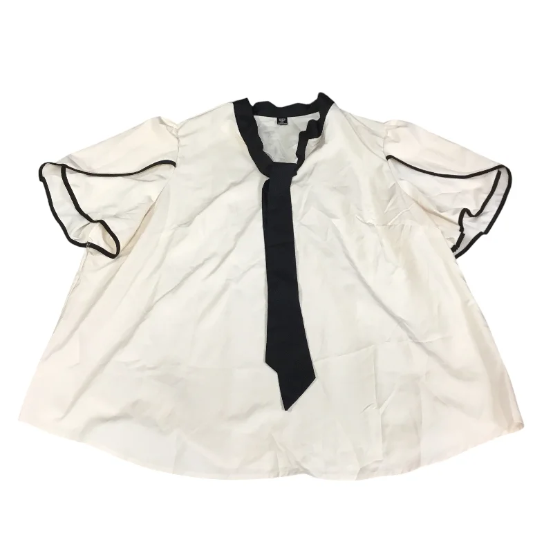 French Style Top Short Sleeve By Shein In Cream, Size: 4x