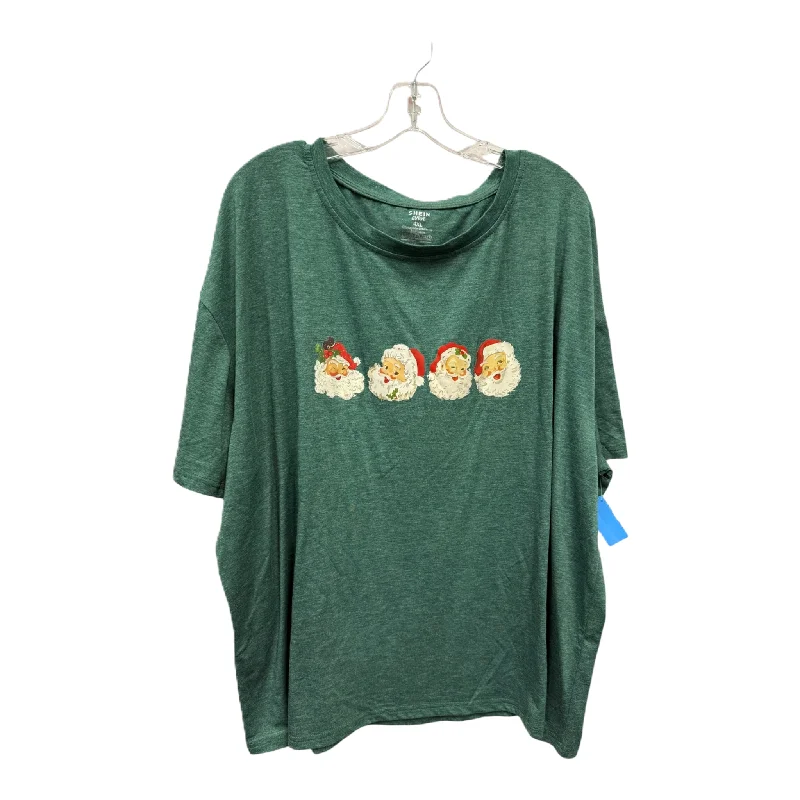 Refreshing Design Top Short Sleeve By Shein In Green, Size: 4x