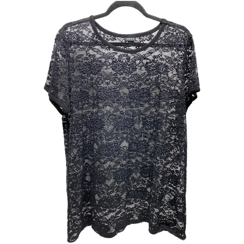 Casual Fit Wear Top Short Sleeve By Torrid In Black, Size: 2x