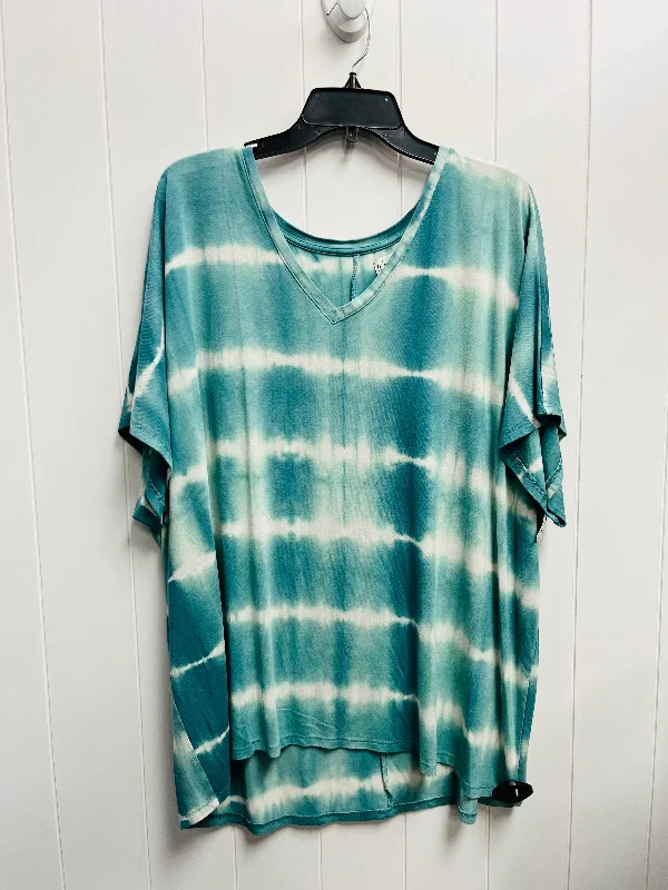 Summer Comfort Top Short Sleeve By Wonderly In Blue & White, Size: 3x