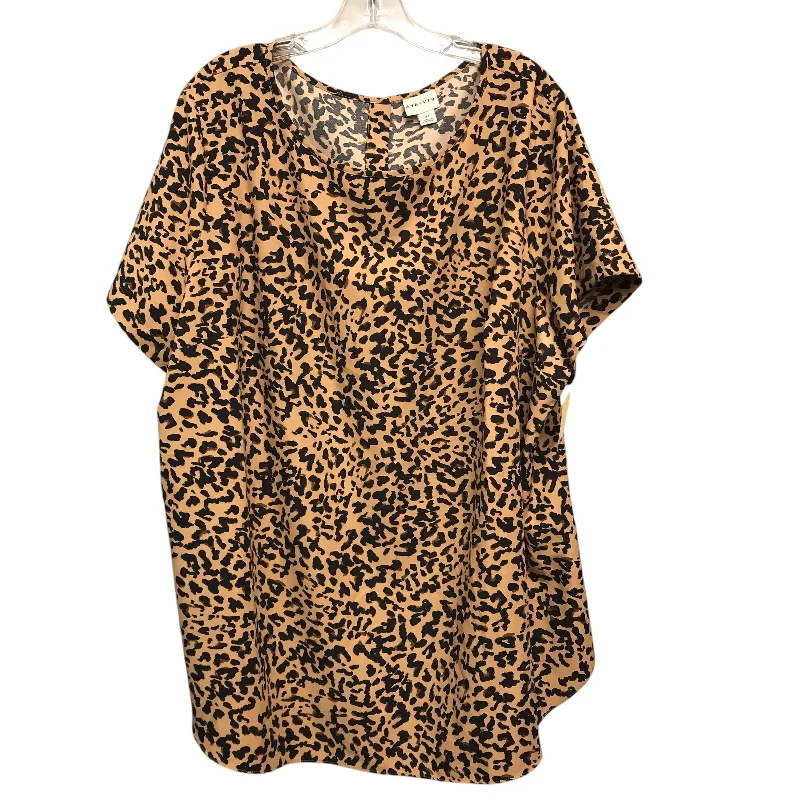 Top Ss By Ava & Viv In Animal Print, Size:3X