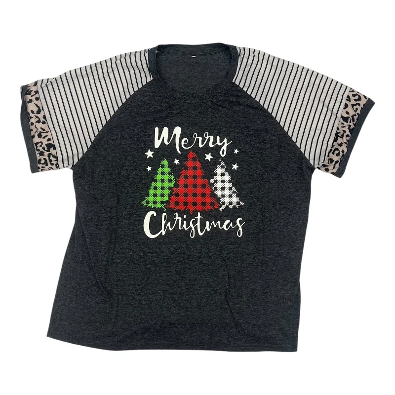 Casual Chic Top Ss By Cmf In Grey, Size:3X