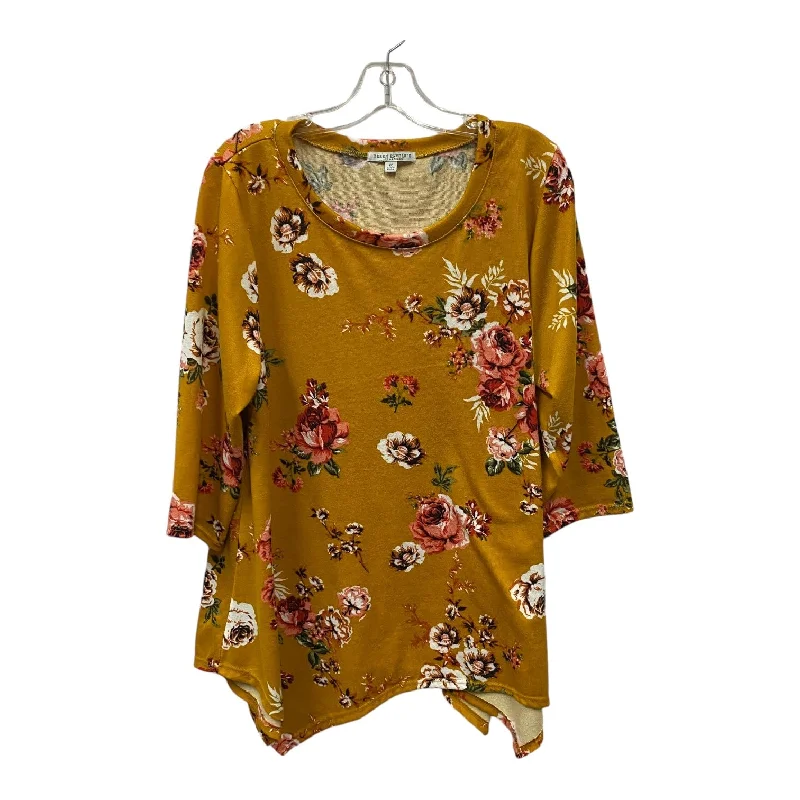 Casual Chic Top Ss By Green Envelope In Orange, Size:1X
