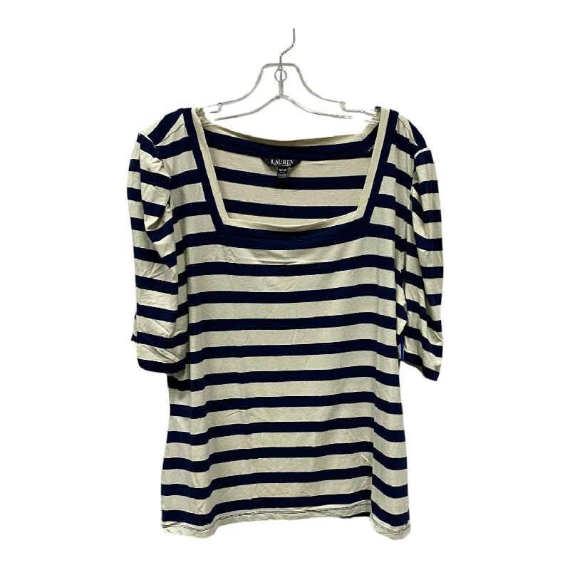 French Style Top Ss By Lauren By Ralph Lauren In Blue & White, Size:Xl