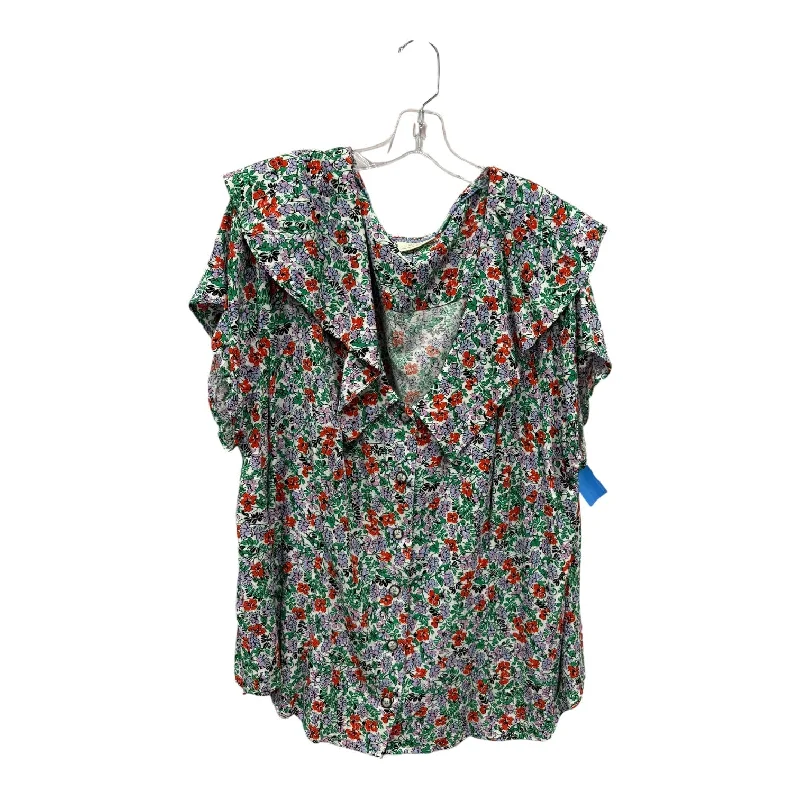 Unique Design Top Ss By Maeve In Green, Size:4X