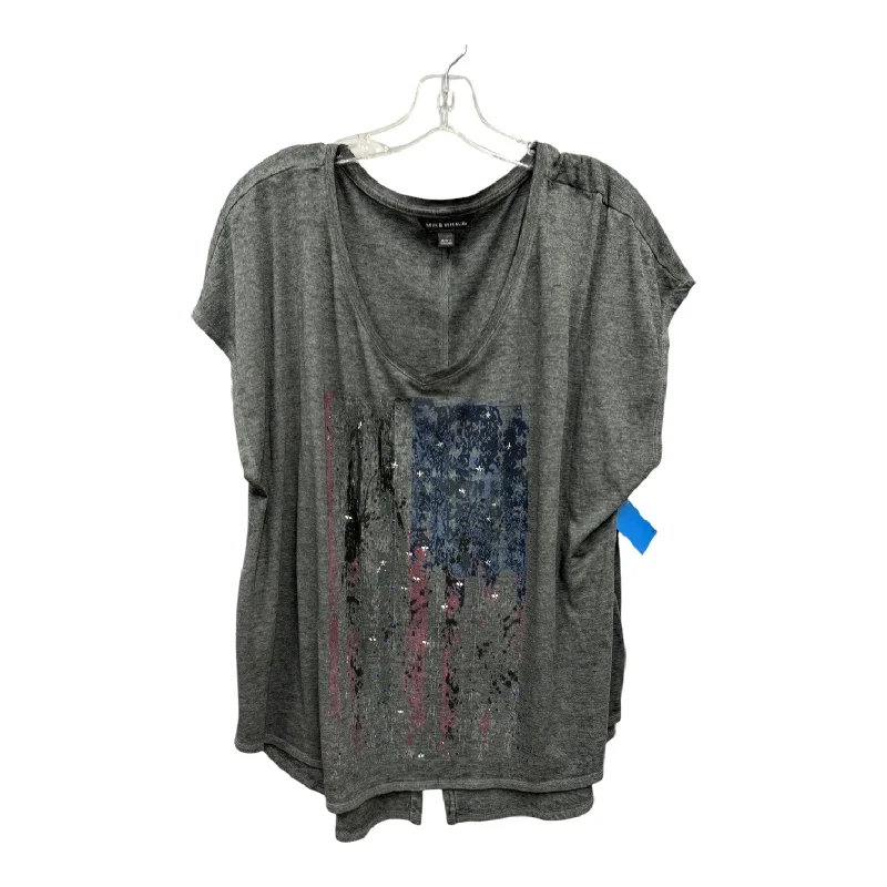 Sexy Fun Top Ss By Rock And Republic In Grey, Size:1X