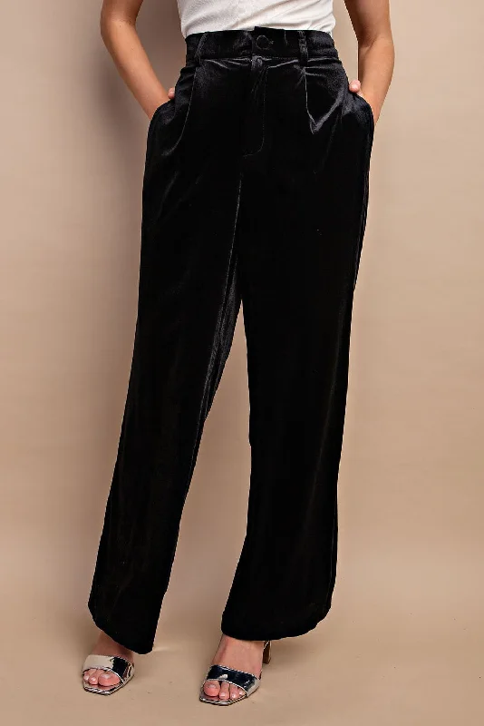 Soft Fabrics Velvet Wide Leg Pants
