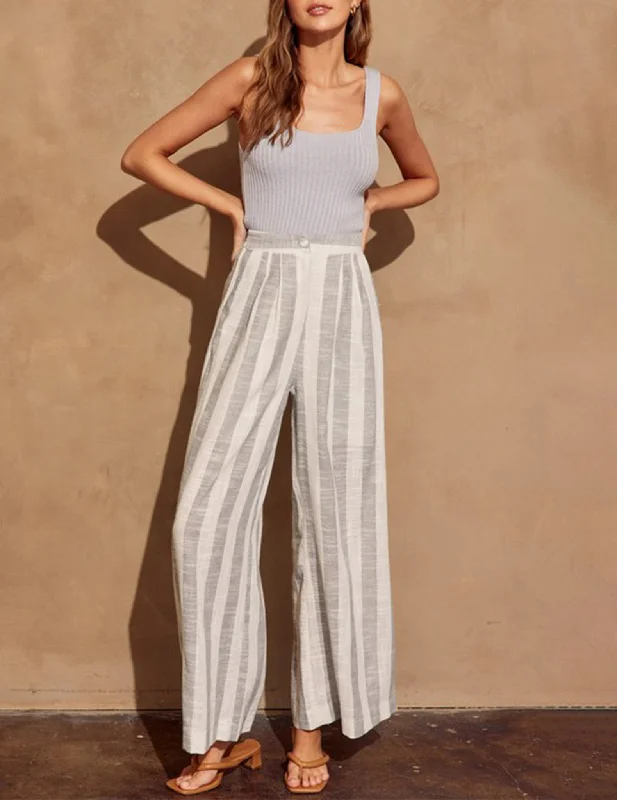 Elegant Design Virginia Striped Linen Trousers