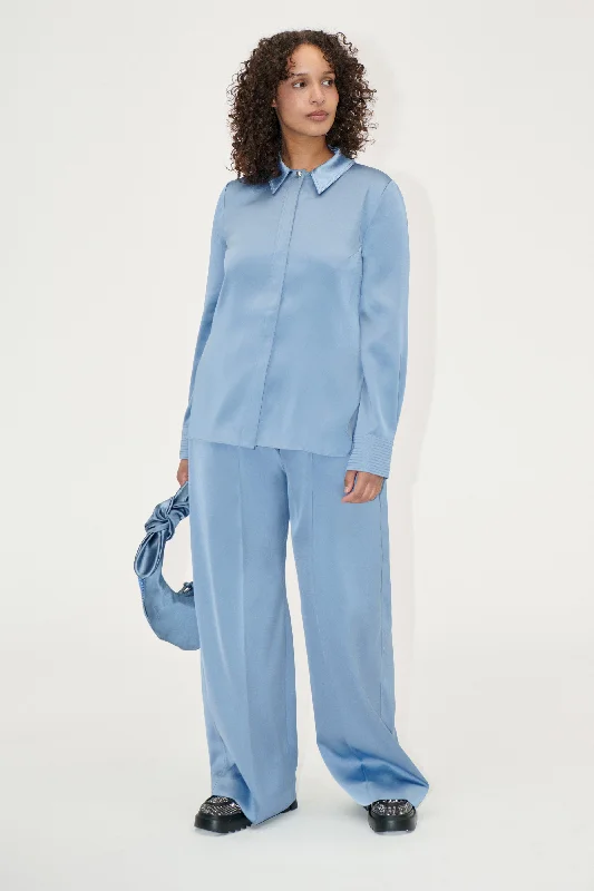 Daily Comfort Wide Leg Long Pants - Infinity Blue