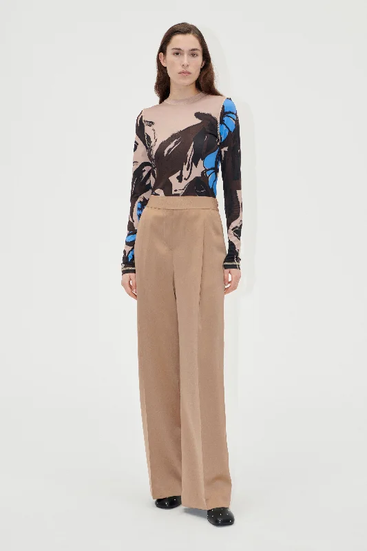 Cozy Sweaters Wide Leg Long Pants - Tiger's Eye