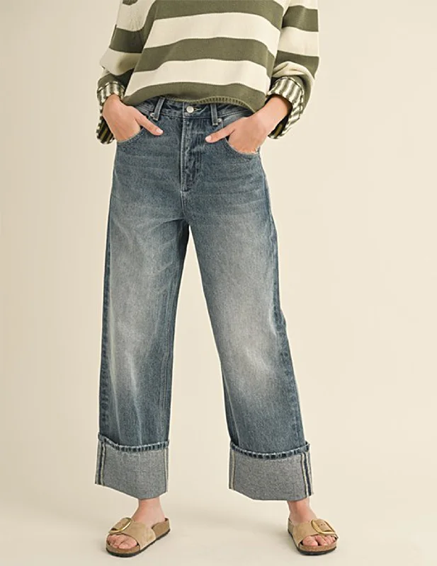 British Fashion Winona Straight Leg Cuffed Jeans