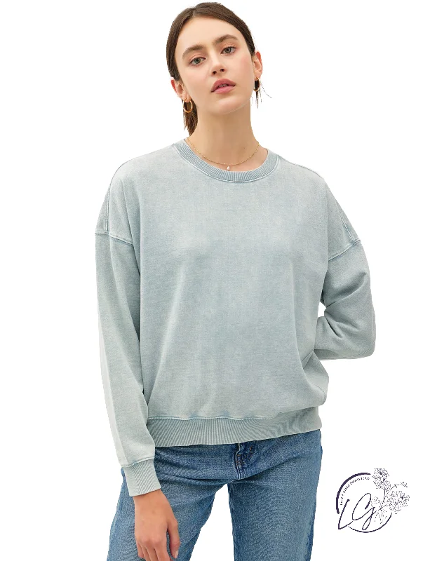 Printed Patterns Acid Wash Crew Neck Sweatshirt