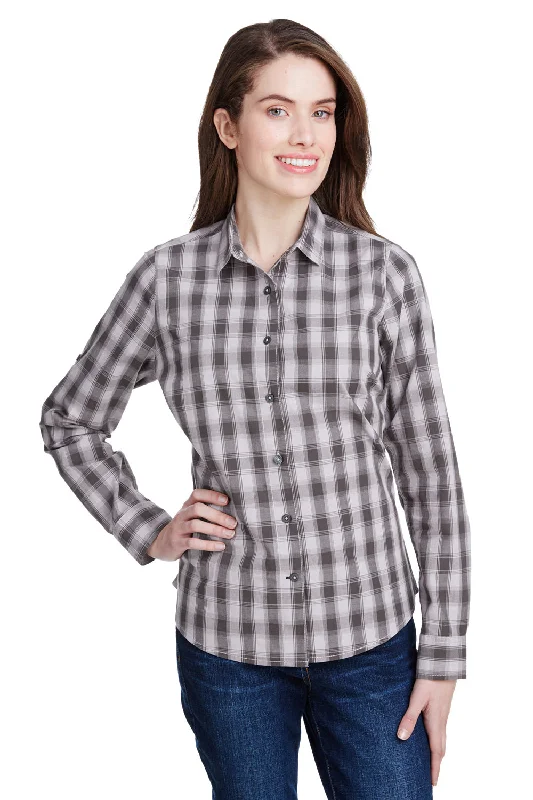 Simple And Comfortable Artisan Collection Womens Mulligan Check Long Sleeve Button Down Shirt - Steel Grey/Black Simple And Comfortable Artisan Collection Womens Mulligan Check Long Sleeve Button Down Shirt - Steel Grey/Black