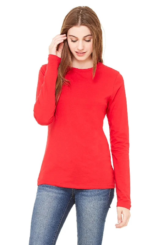 Simple Matching Bella + Canvas Womens Jersey Long Sleeve Crewneck T-Shirt - Red