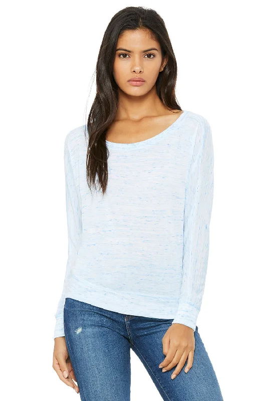 Youthful Style Bella + Canvas Womens Flowy Off Shoulder Long Sleeve Wide Neck T-Shirt - Blue Marble Youthful Style Bella + Canvas Womens Flowy Off Shoulder Long Sleeve Wide Neck T-Shirt - Blue Marble