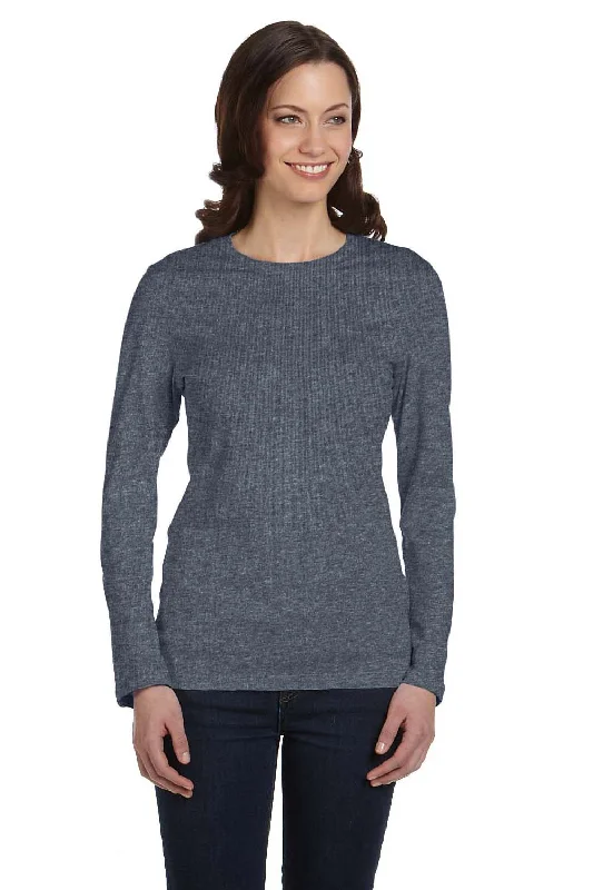 Cute Style Bella + Canvas Womens Jersey Long Sleeve Crewneck T-Shirt - Heather Deep Grey Cute Style Bella + Canvas Womens Jersey Long Sleeve Crewneck T-Shirt - Heather Deep Grey