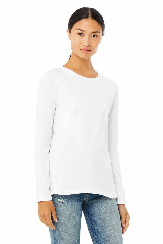 Minimalism Bella + Canvas Womens Jersey Long Sleeve Crewneck T-Shirt - White