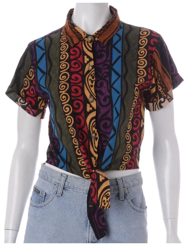 Cozy Vibes Label Peggy S/S Print tie Blouse
