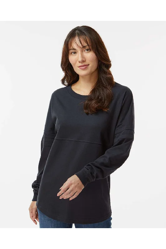 Denim Design Boxercraft Womens Pom Pom Long Sleeve Crewneck T-Shirt - Black