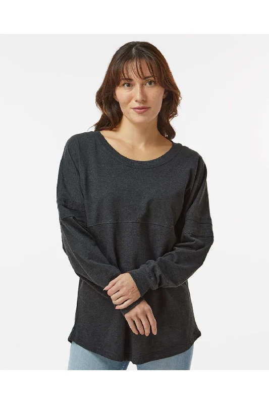 Design And Tailoring Boxercraft Womens Pom Pom Long Sleeve Crewneck T-Shirt - Charcoal Grey Design And Tailoring Boxercraft Womens Pom Pom Long Sleeve Crewneck T-Shirt - Charcoal Grey