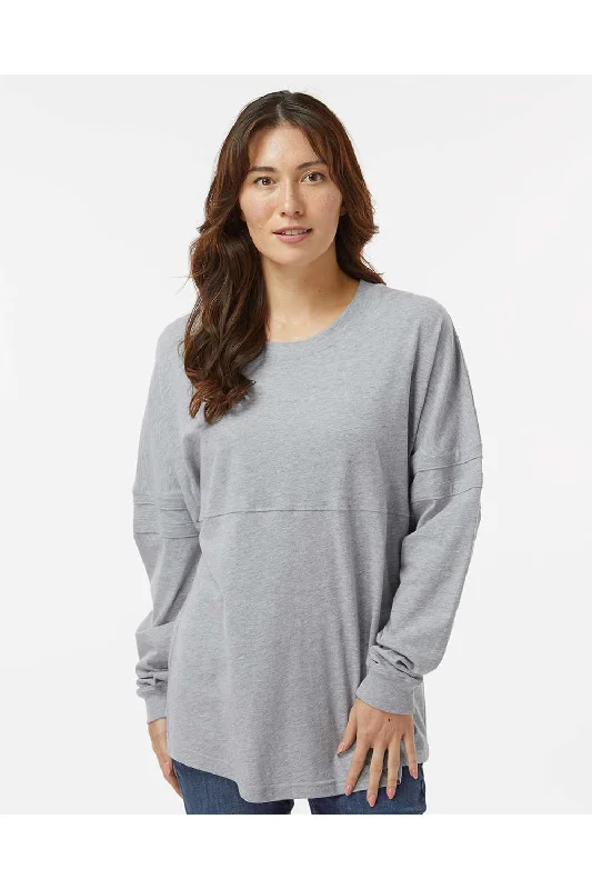 Elegant Style Boxercraft Womens Pom Pom Long Sleeve Crewneck T-Shirt - Heather Oxford Grey Elegant Style Boxercraft Womens Pom Pom Long Sleeve Crewneck T-Shirt - Heather Oxford Grey