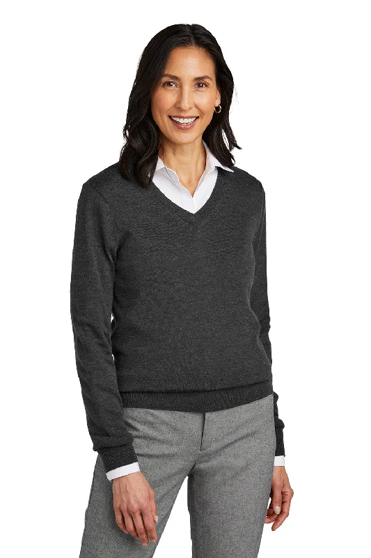 Fashion Must-have Brooks Brothers Womens Merino Long Sleeve V-Neck Sweater - Heather Windsor Grey - New Fashion Must-have Brooks Brothers Womens Merino Long Sleeve V-Neck Sweater - Heather Windsor Grey - New