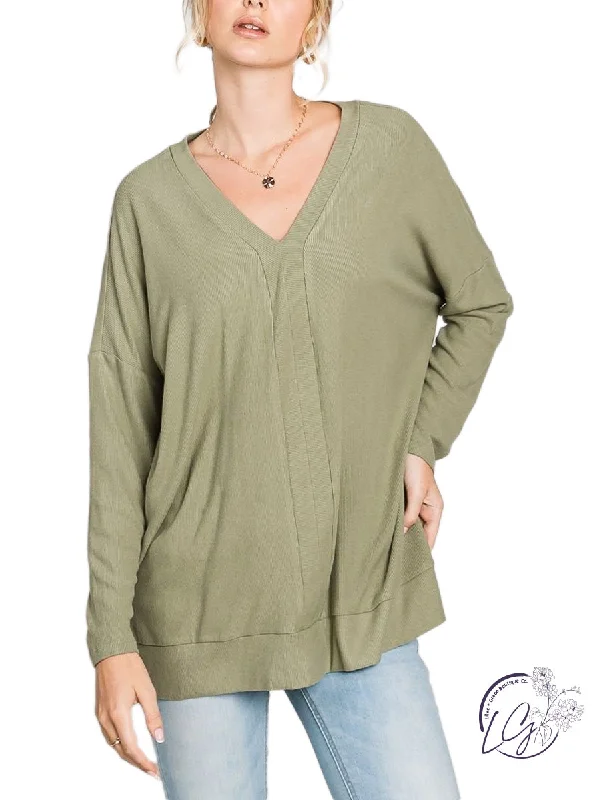 Brushed Comfort Oversized Ribbed Top