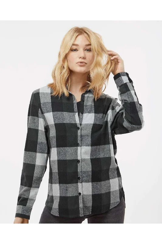 American Style Burnside Womens Boyfriend Flannel Long Sleeve Button Down Shirt - Black/Grey American Style Burnside Womens Boyfriend Flannel Long Sleeve Button Down Shirt - Black/Grey