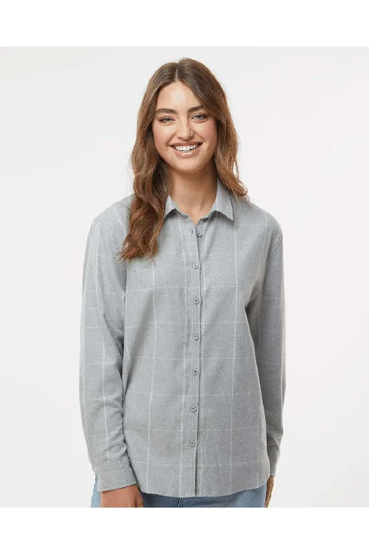 Integrated Design Burnside Womens Boyfriend Flannel Long Sleeve Button Down Shirt - Grey/White Integrated Design Burnside Womens Boyfriend Flannel Long Sleeve Button Down Shirt - Grey/White