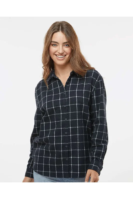 High Street Fashion Burnside Womens Boyfriend Flannel Long Sleeve Button Down Shirt - Navy Blue/White High Street Fashion Burnside Womens Boyfriend Flannel Long Sleeve Button Down Shirt - Navy Blue/White