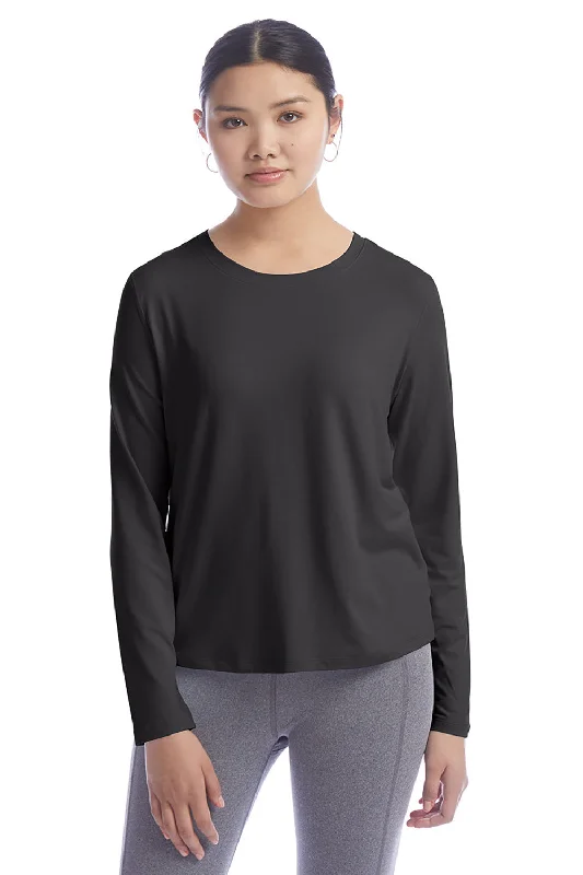 Elegant And Lazy Champion Womens Sport Soft Touch Long Sleeve Crewneck T-Shirt - Black Elegant And Lazy Champion Womens Sport Soft Touch Long Sleeve Crewneck T-Shirt - Black