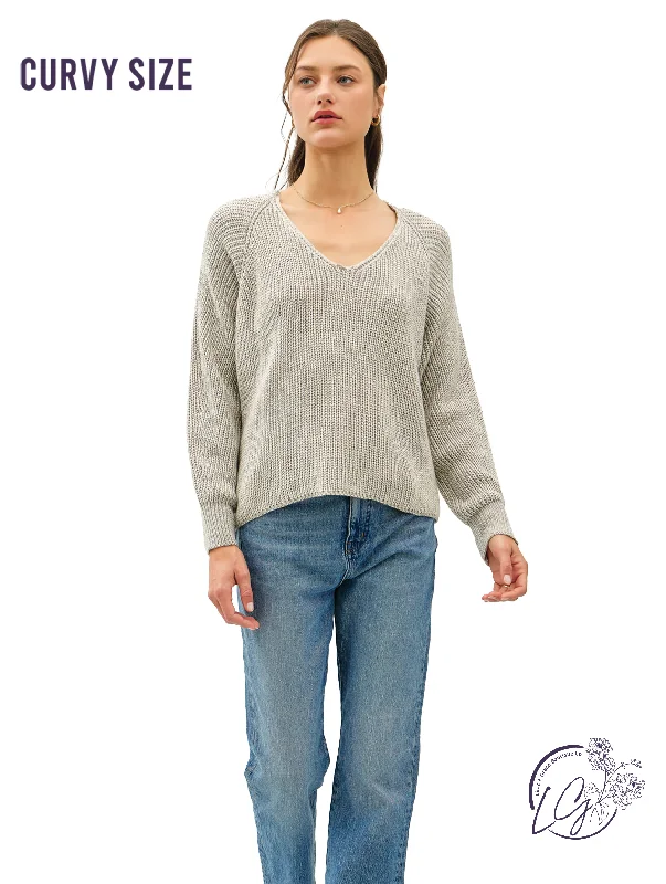 Noble And Elegant Chunky V-Neck Acid Wash Sweater