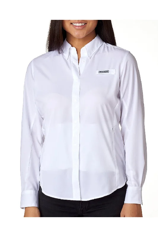 Diamond Series Columbia Womens Tamiami II Moisture Wicking Long Sleeve Button Down Shirt w/ Double Pockets - White Diamond Series Columbia Womens Tamiami II Moisture Wicking Long Sleeve Button Down Shirt w/ Double Pockets - White