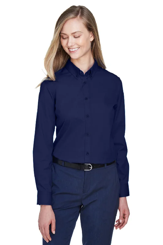 Lazy Style Core 365 Womens Operate UV Protection Long Sleeve Button Down Shirt - Classic Navy Blue