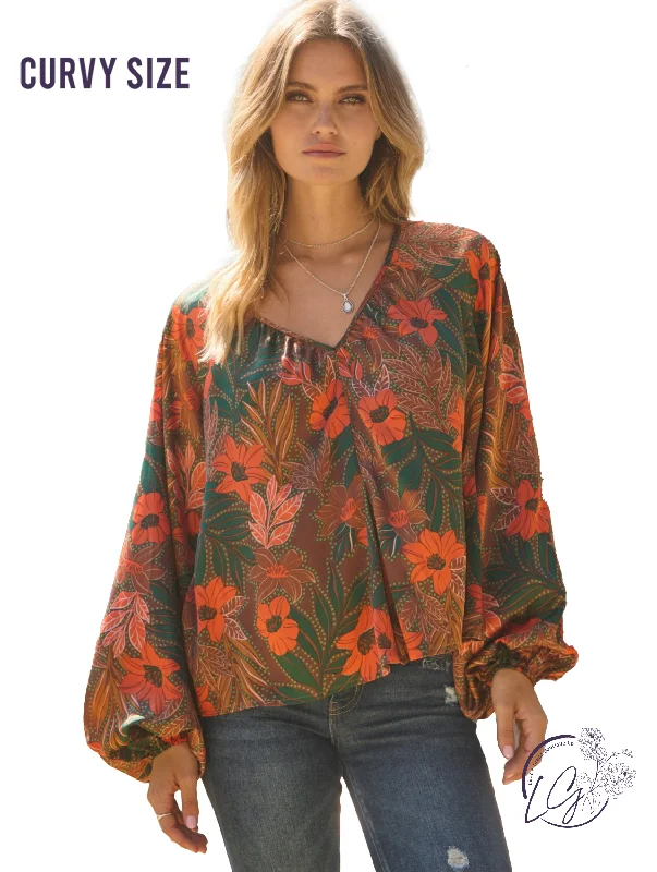 Easy Chic Wear Curvy Autumn Petals Blouse