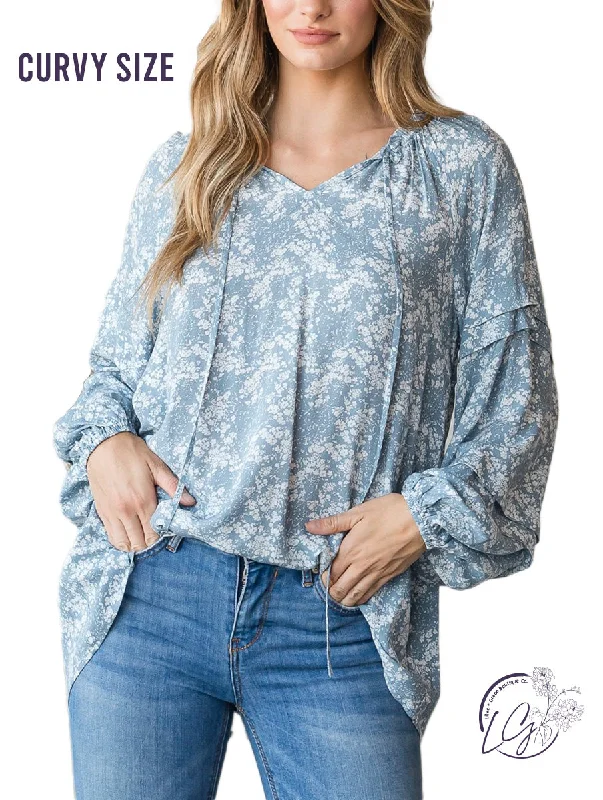 Goddess Style Curvy Meadow Song Floral Blouse