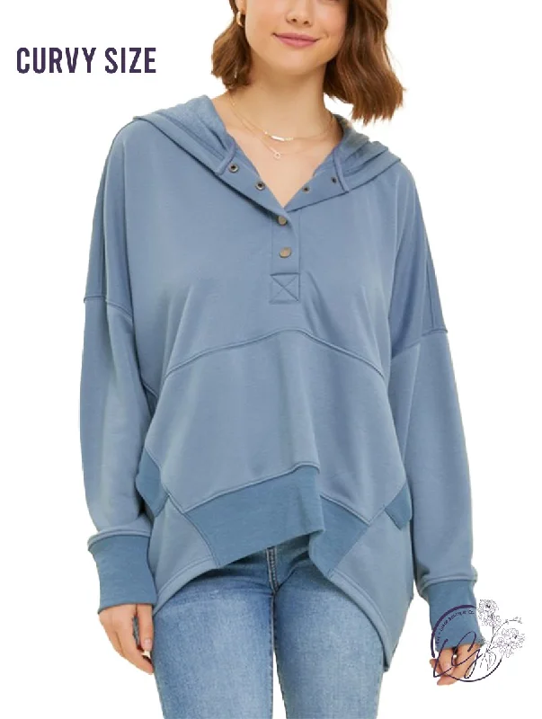 Casual Street Curvy Gentle Drift Hooded Sweater