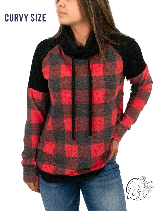 Design Must-have Curvy Match Me Buffalo Plaid Cowl Neck