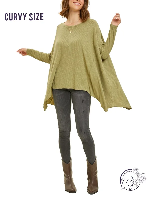 Thin Design Curvy Mellow Mosaic Rib Layer Top
