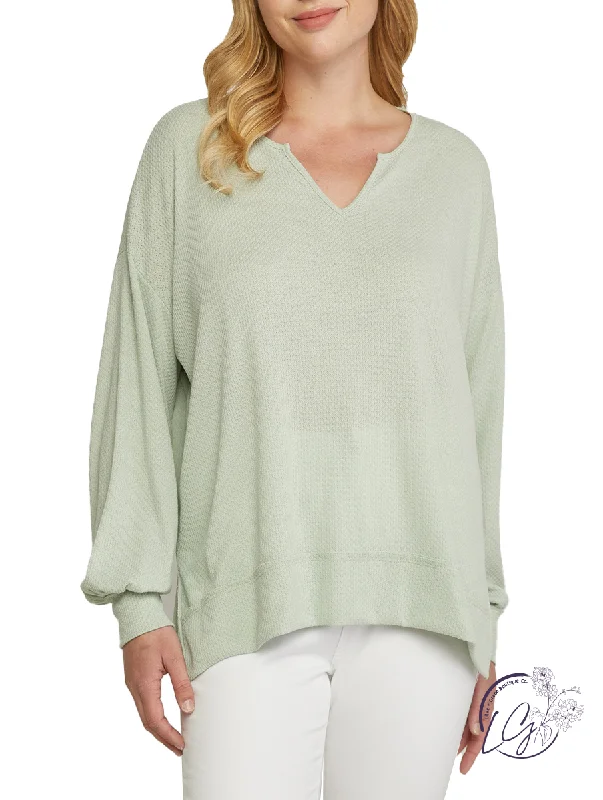 Breathable Comfort Curvy My Favorite Time Waffle Long Sleeve
