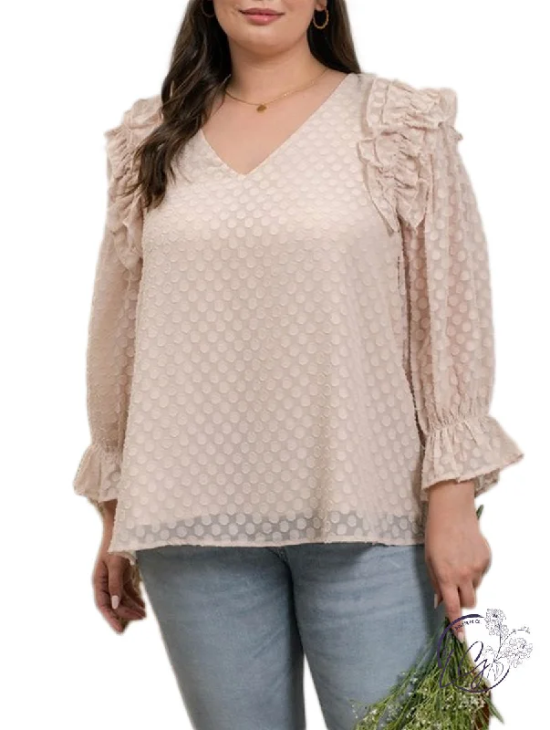 Personalized Wear Curvy Ruffle Dotted Blouse
