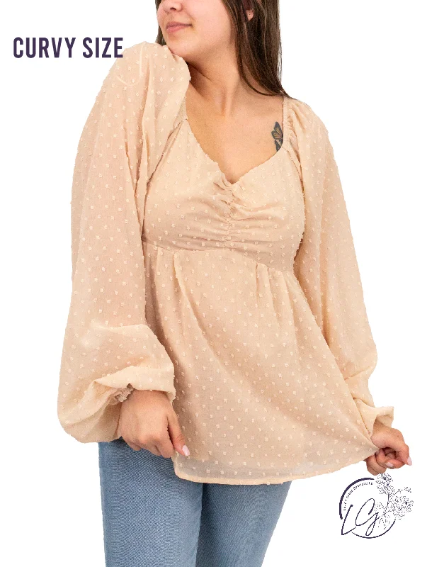 Street Charm Curvy Sheer Bliss Square Neck Blouse